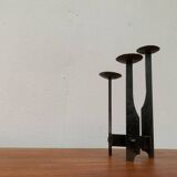 Mid-century brutalist wrought iron candlestick