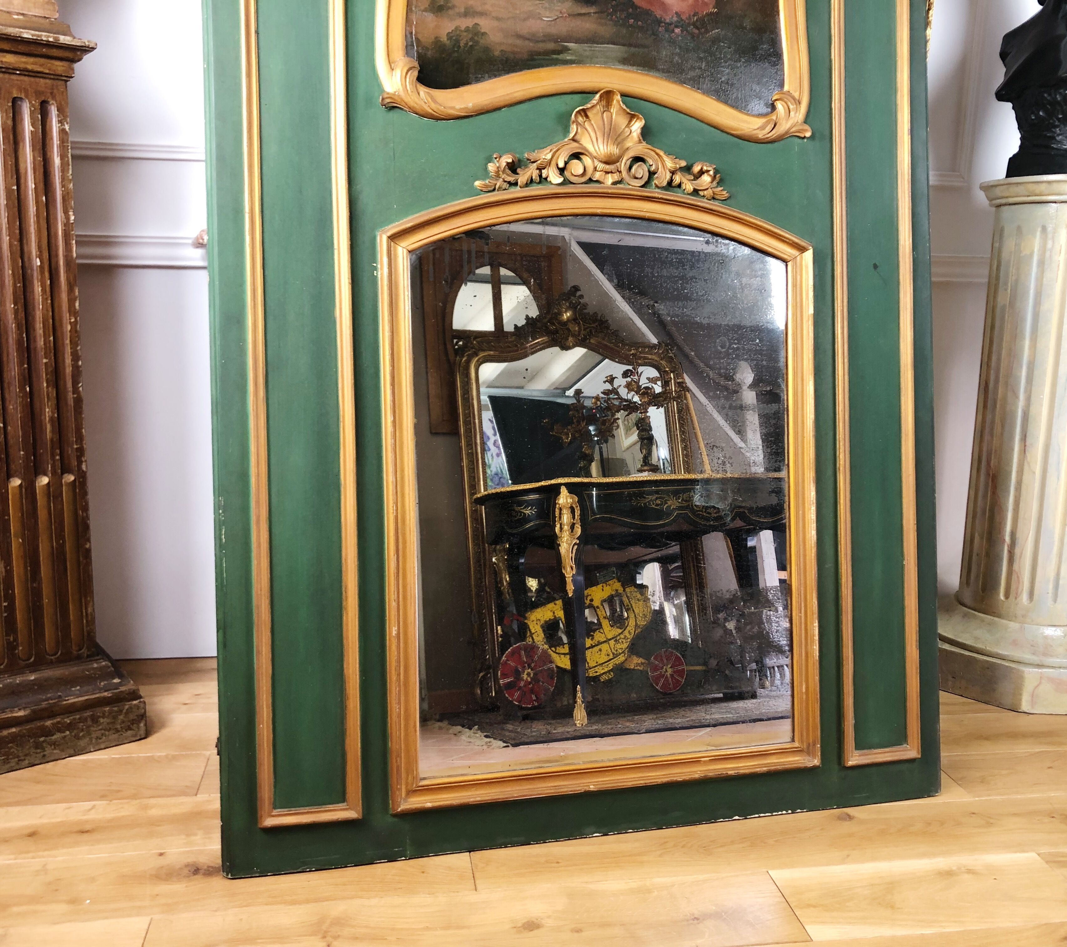 19th century carved wooden trumeau 110x181cm