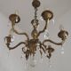 French Mid Century Bronze 6 Light Chandelier With Crystal Droplets 5491