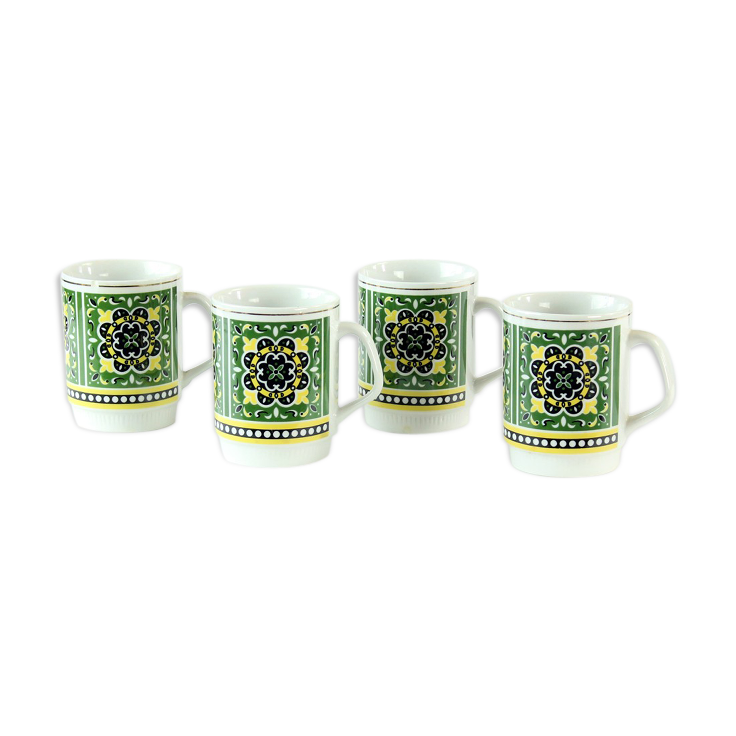 Set of 4 mugs in porcelain, Czechoslovakia 1960s