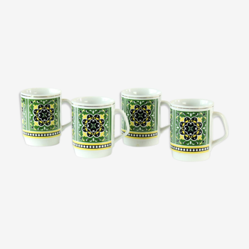 Set of 4 mugs in porcelain, Czechoslovakia 1960s