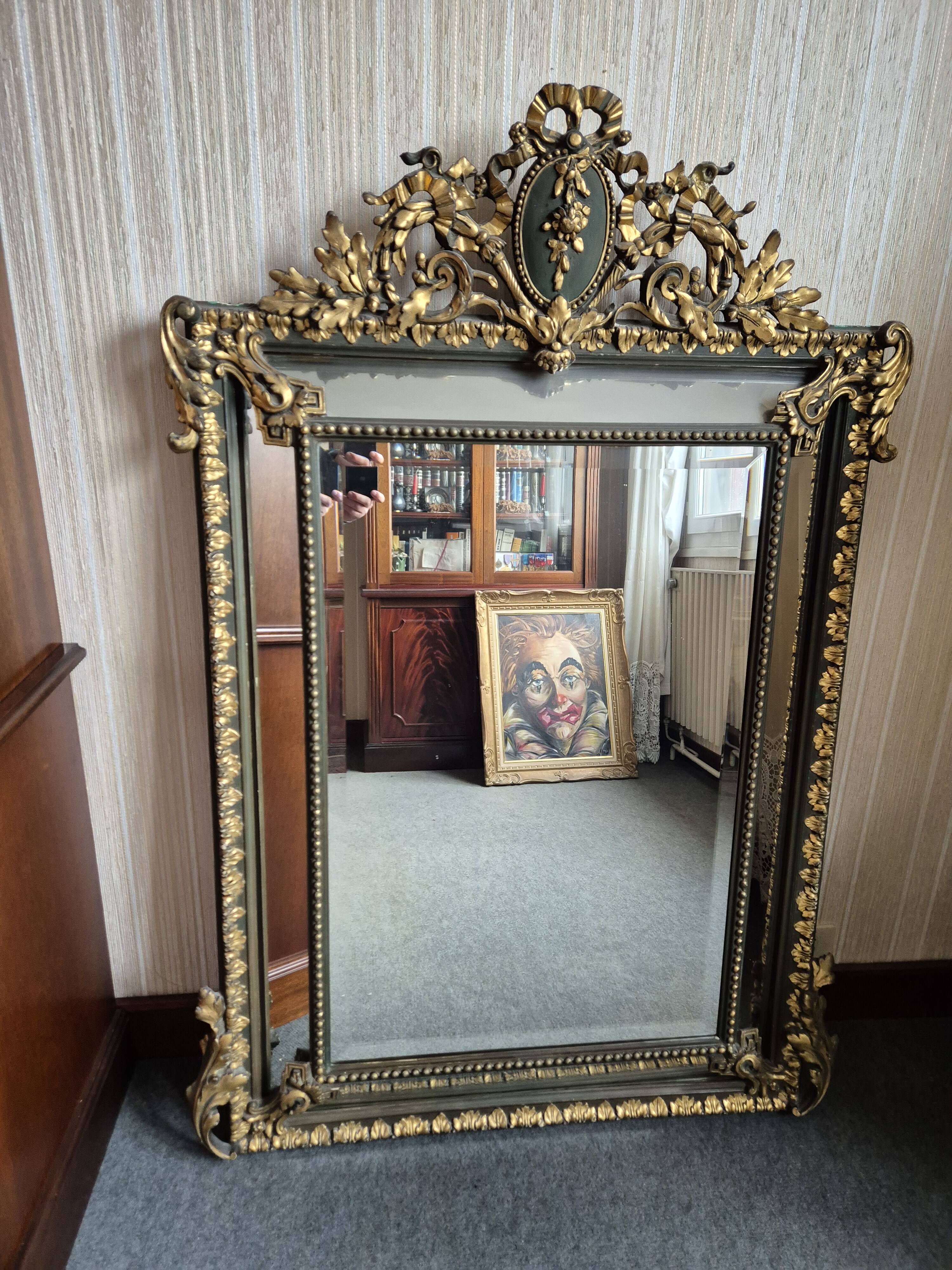 Trumeau mirror - marble, gilded, oak