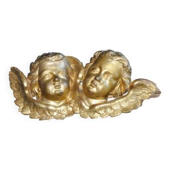 Gilded wood sculpture (attributed to Jacques Bernus) of two cherub heads, 18th century