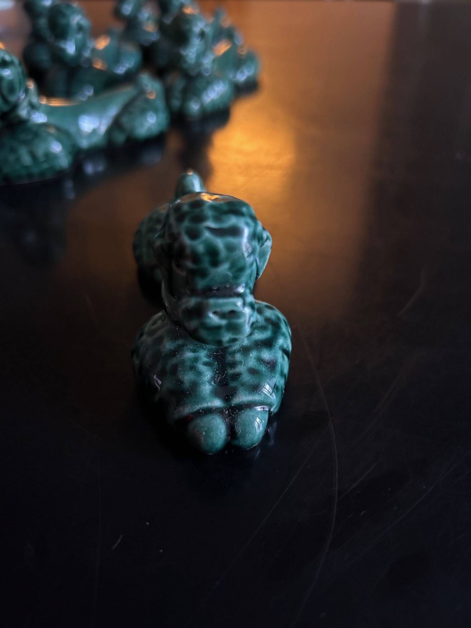 12 green ceramic cutlery holders