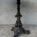 Pedestal table cast iron, marble top