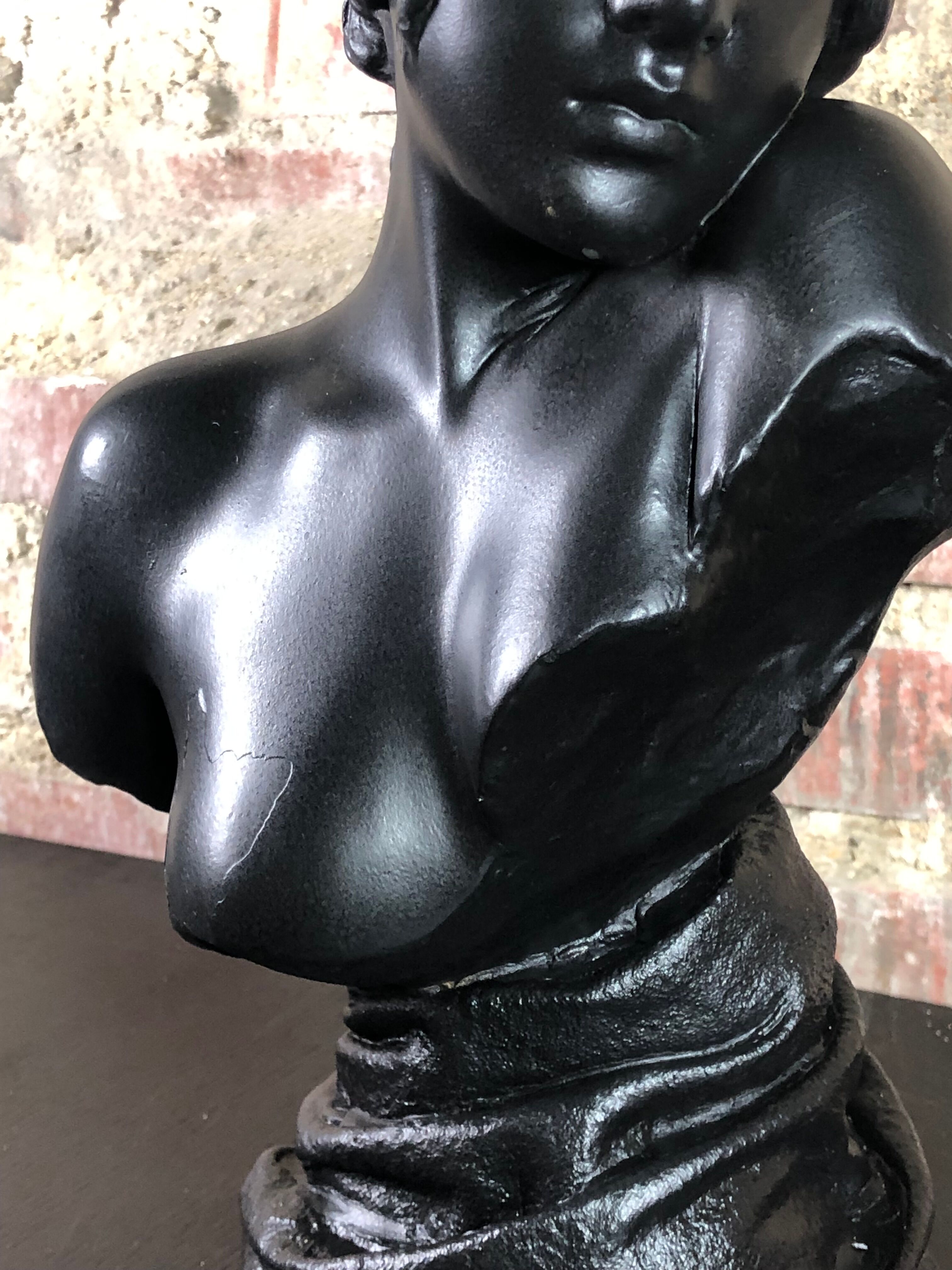 Art Nouveau woman bust in plaster signed E.Villanis