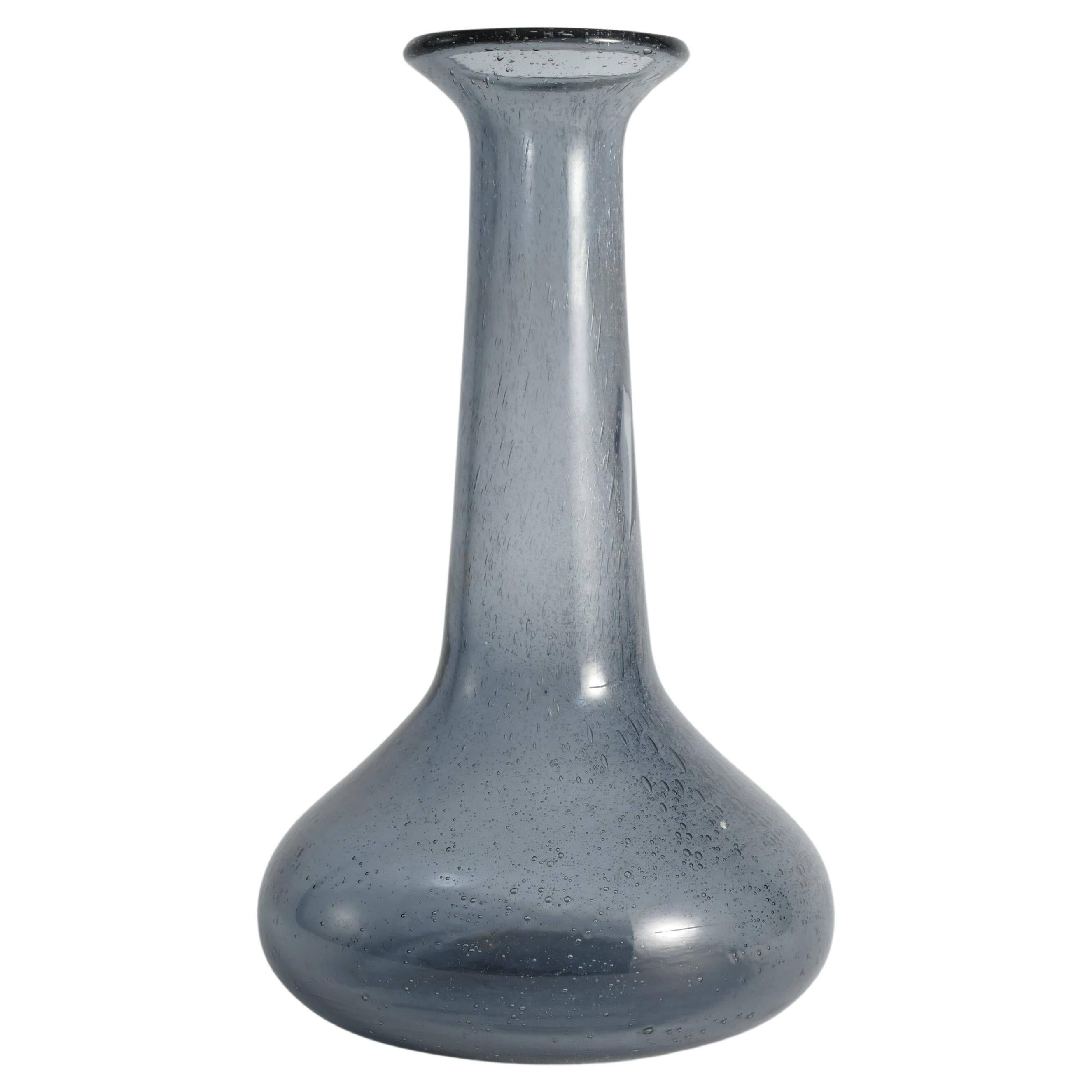 Scandinavian Modern Blue Glass Vase by Erik Höglund for Boda, Sweden 1960's