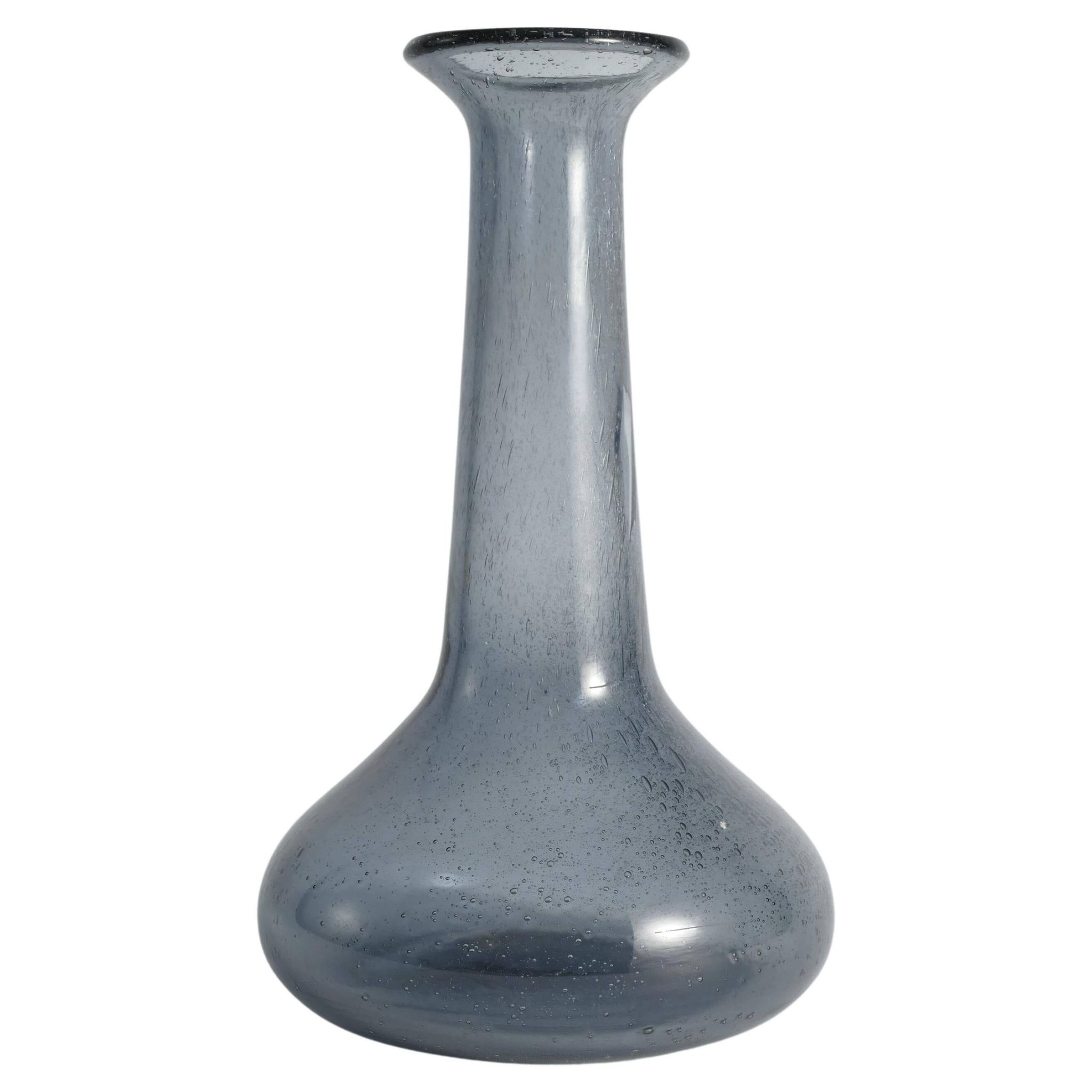 Scandinavian Modern Blue Glass Vase by Erik Höglund for Boda, Sweden 1960's