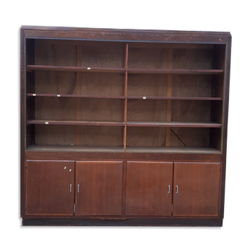Meuble de magasin des années 30 en acajou et laiton