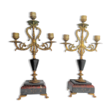 Pair of chandeliers marble and bronze
