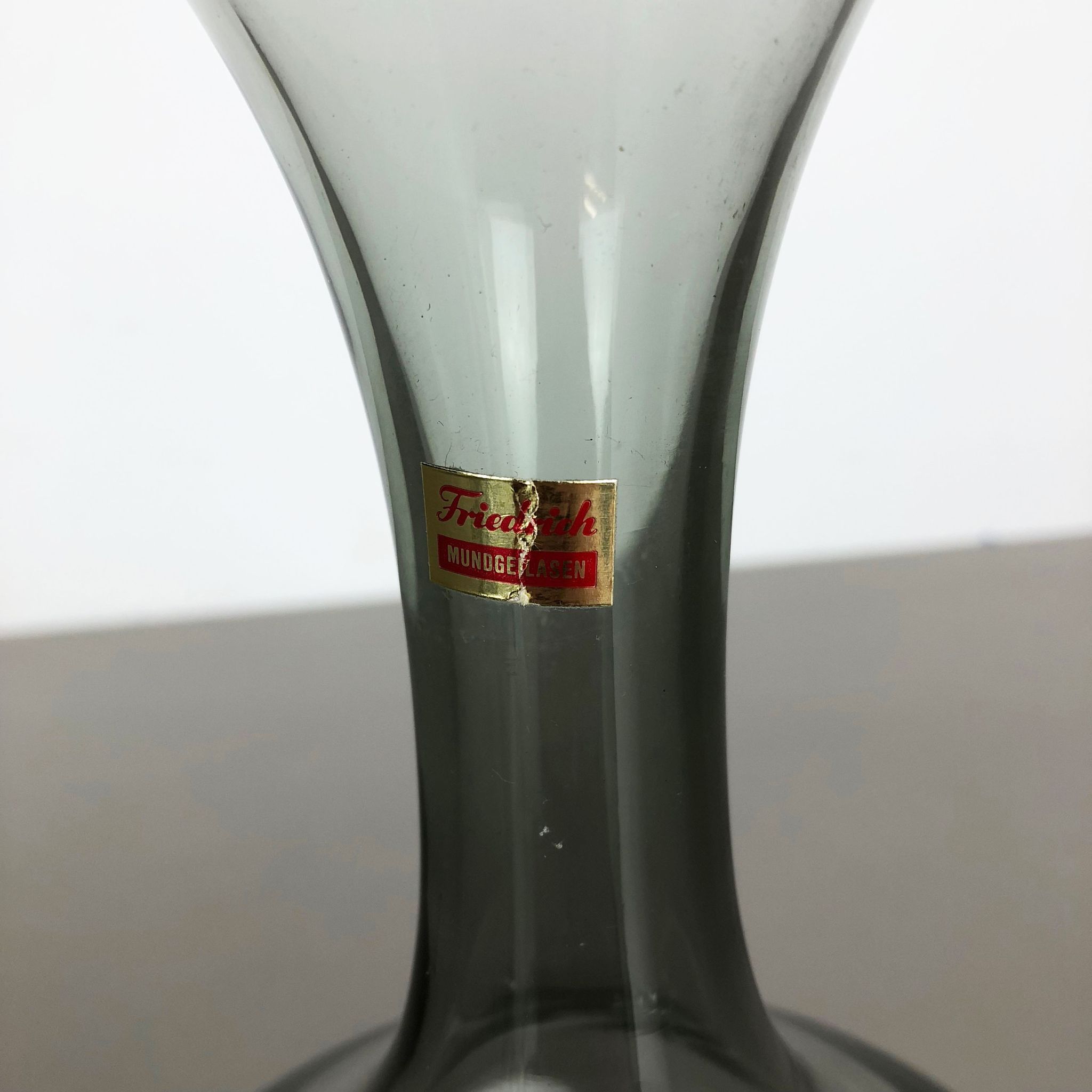 Set of 3 cubic hand blown crystal glass vase by Friedrich Kristall Germany 1970s