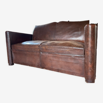 Canapé -lit cuir années 50