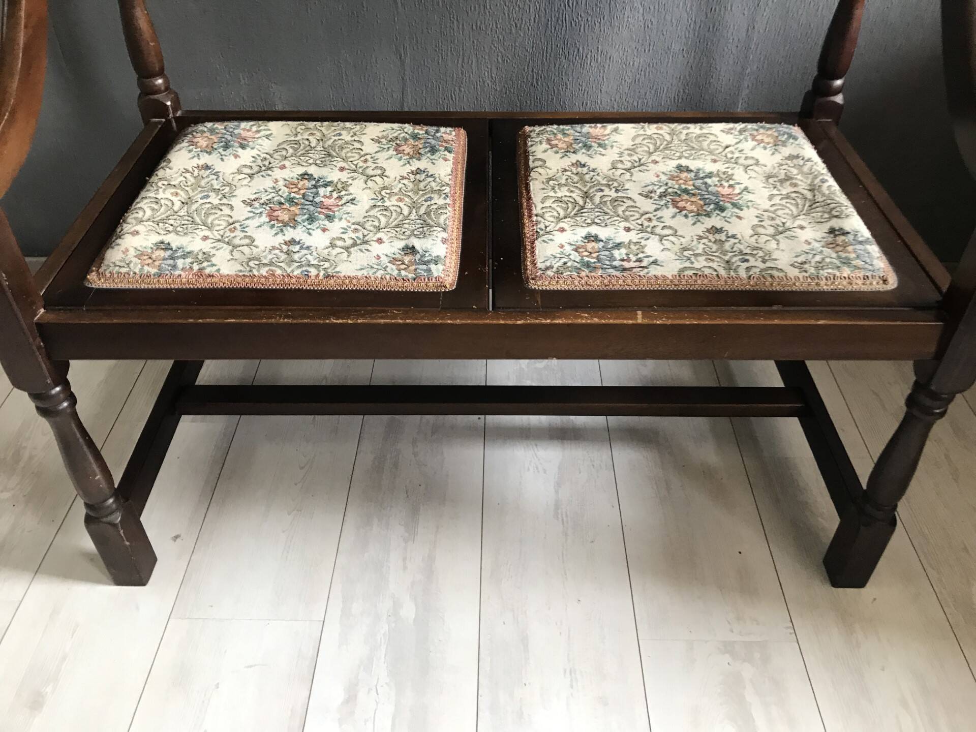 Vintage Antique Hall Bench 2-Person