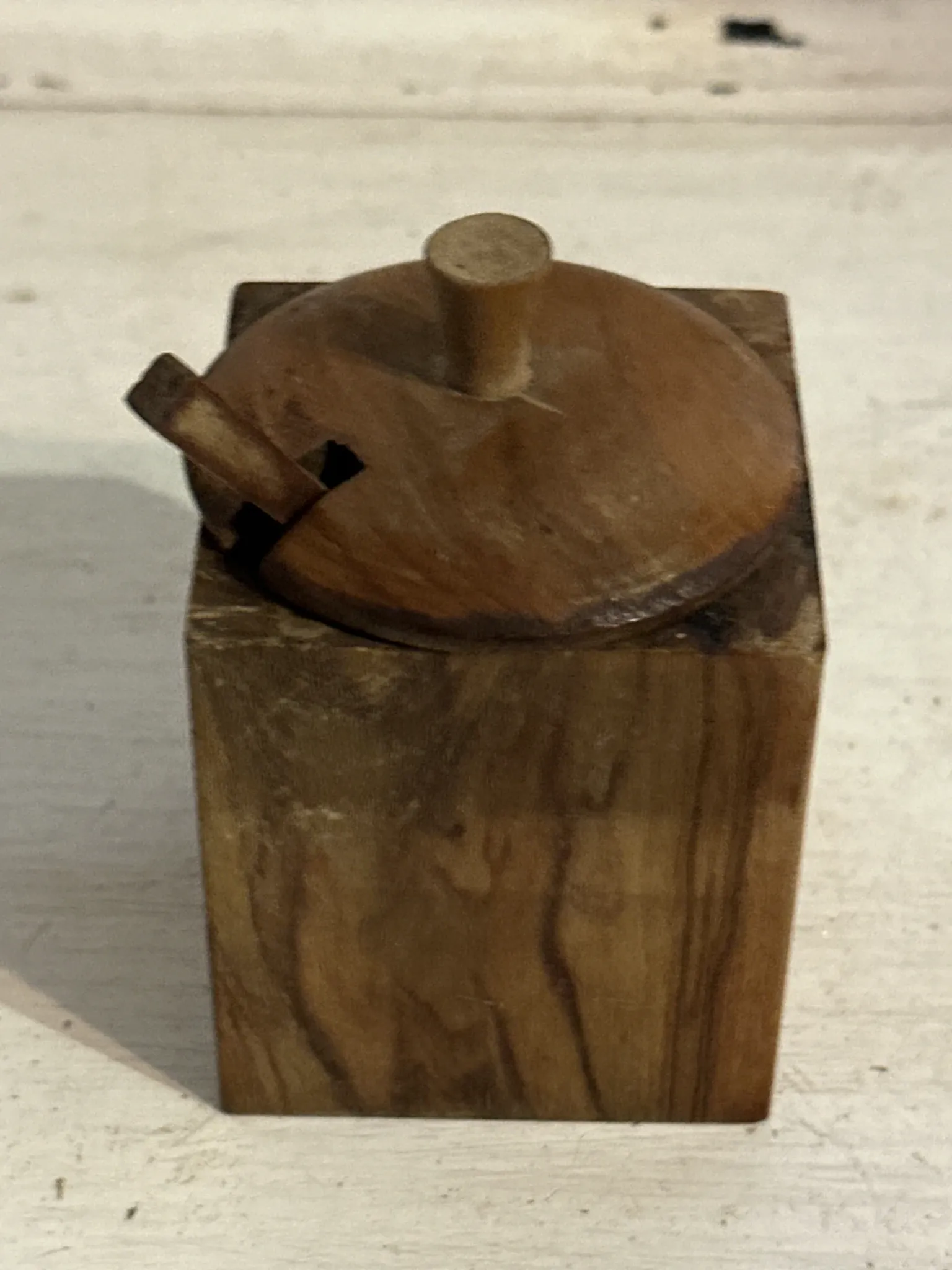 Service à condiments brutaliste en bois – Mid-Century années 50