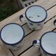 Enamelled sheet metal cups