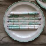 3 plates dishes a asperges in barbotine brand longchamp terre of fer