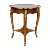 Rosewood table/pedestal and marquetry