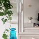 Vintage wooden and wicker shelf