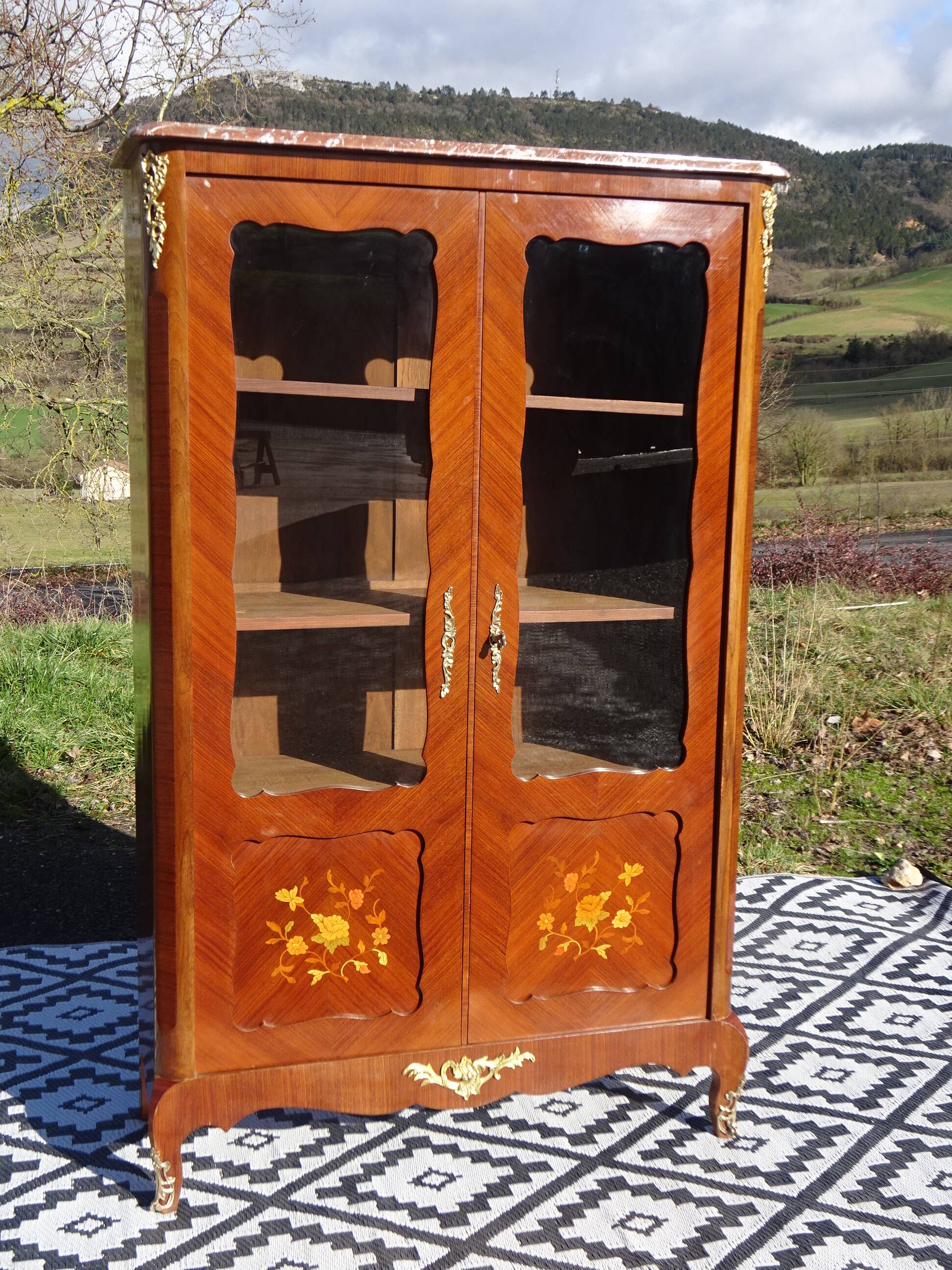 Louis XV library in rosewood marquetry