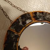 Old vintage round ceramic mirror