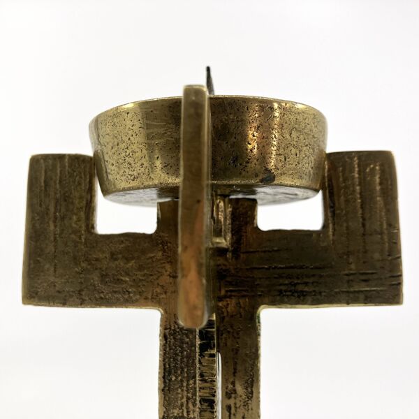 Bougeoir pique-cierge brutaliste • Autriche • Laiton • 1970