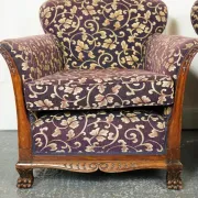 Victorian Fabric Sofa and Armchairs, Set of 3