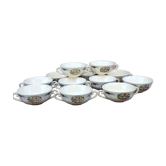 Rare set of 12 bowls with 2 handles Obernai Sarreguemines Lux