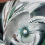 Vase vintage Val St Lambert en verre soufflé vert de forme ovoïde, Belgique