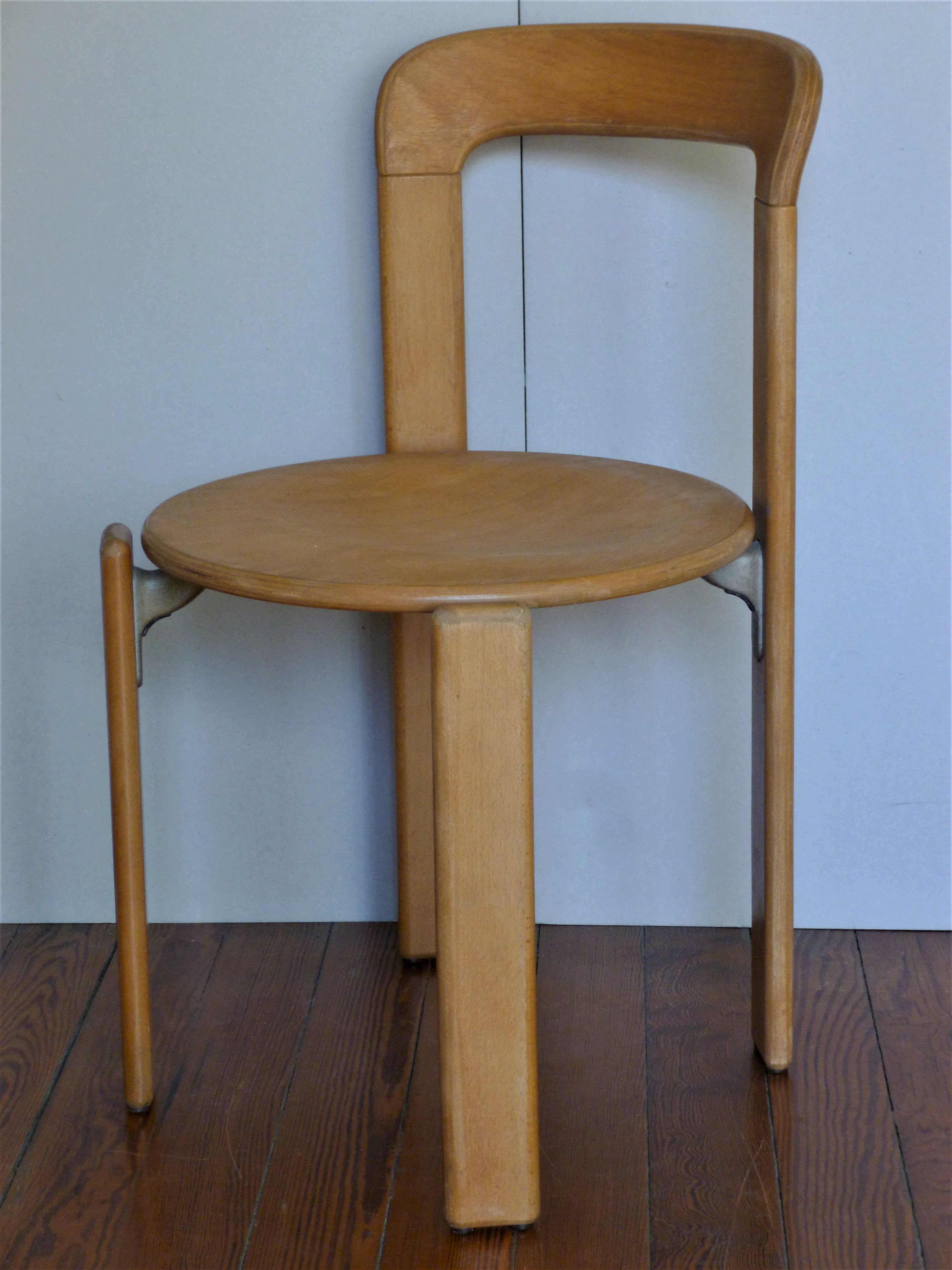 Lot of four chairs model 33, from Bruno Rey to Dietiker, 70s