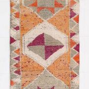 Soft Orange Vintage Wool Runner Rug For Kitchen, 74x307 Cm