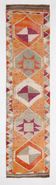 Soft Orange Vintage Wool Runner Rug For Kitchen, 74x307 Cm