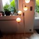 Vintage floor lamp with two-tone opaline balls