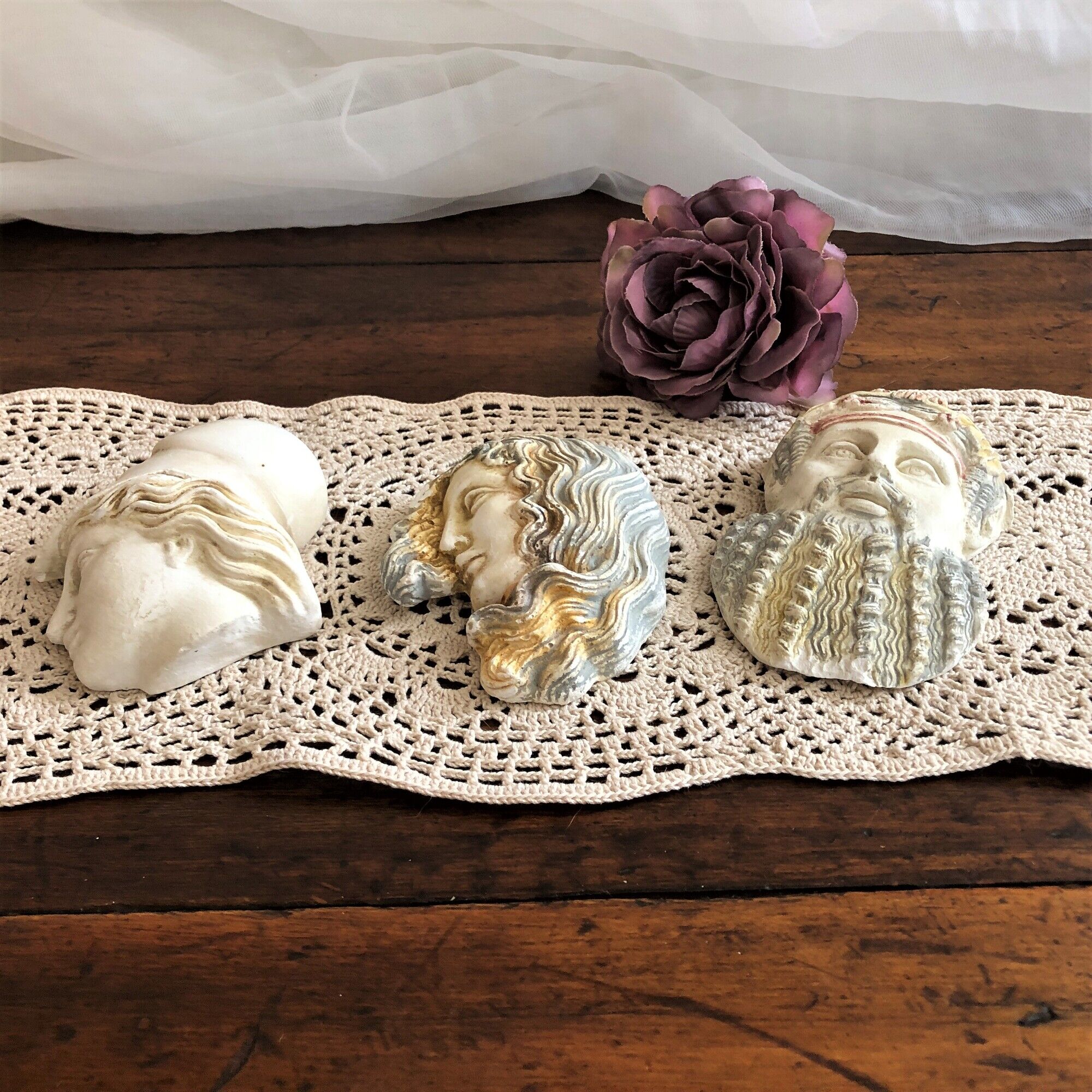 Set of 3 figurines Greek mythology in handmade stone from Greece