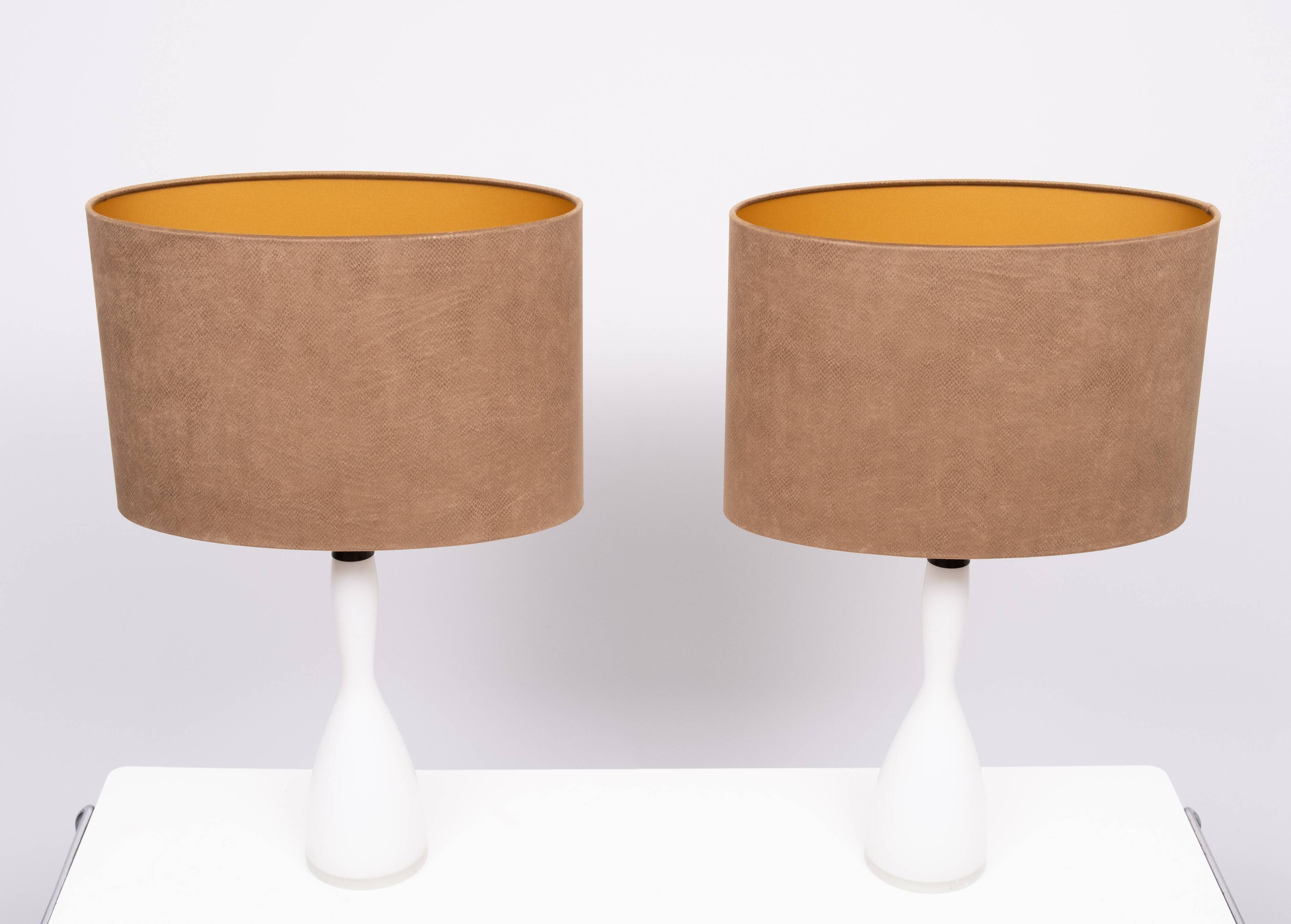 Kastrup Opaline Glass Table lamps Design by Jacob Bang 1960s Denmark