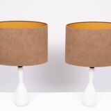 Lampes de table Kastrup en verre opalin Design par Jacob Bang années 1960 Danemark
