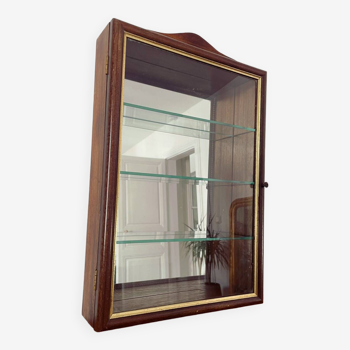 Wooden shelf display case with mirror