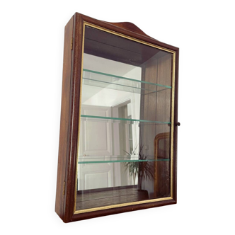 Wooden shelf display case with mirror