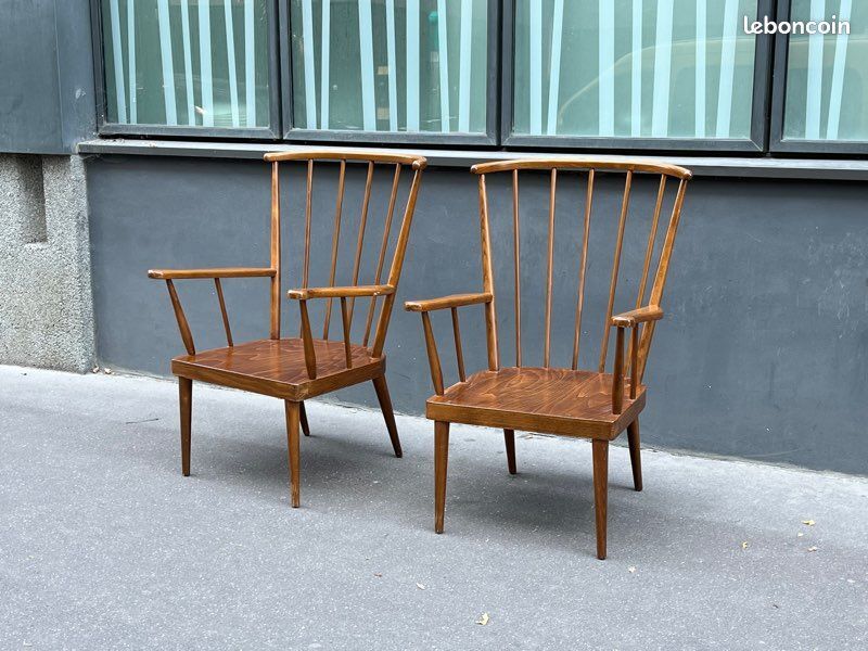 Pair of vintage baumann armchairs