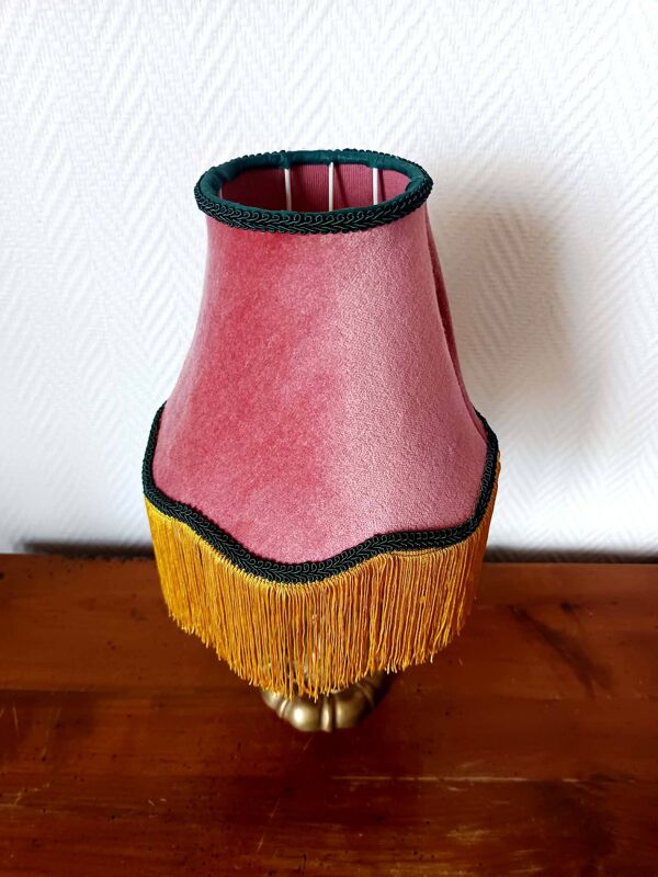 Lampe Art nouveau, abat-jour couture à franges