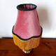 Art Nouveau lamp with fringed fabric shade