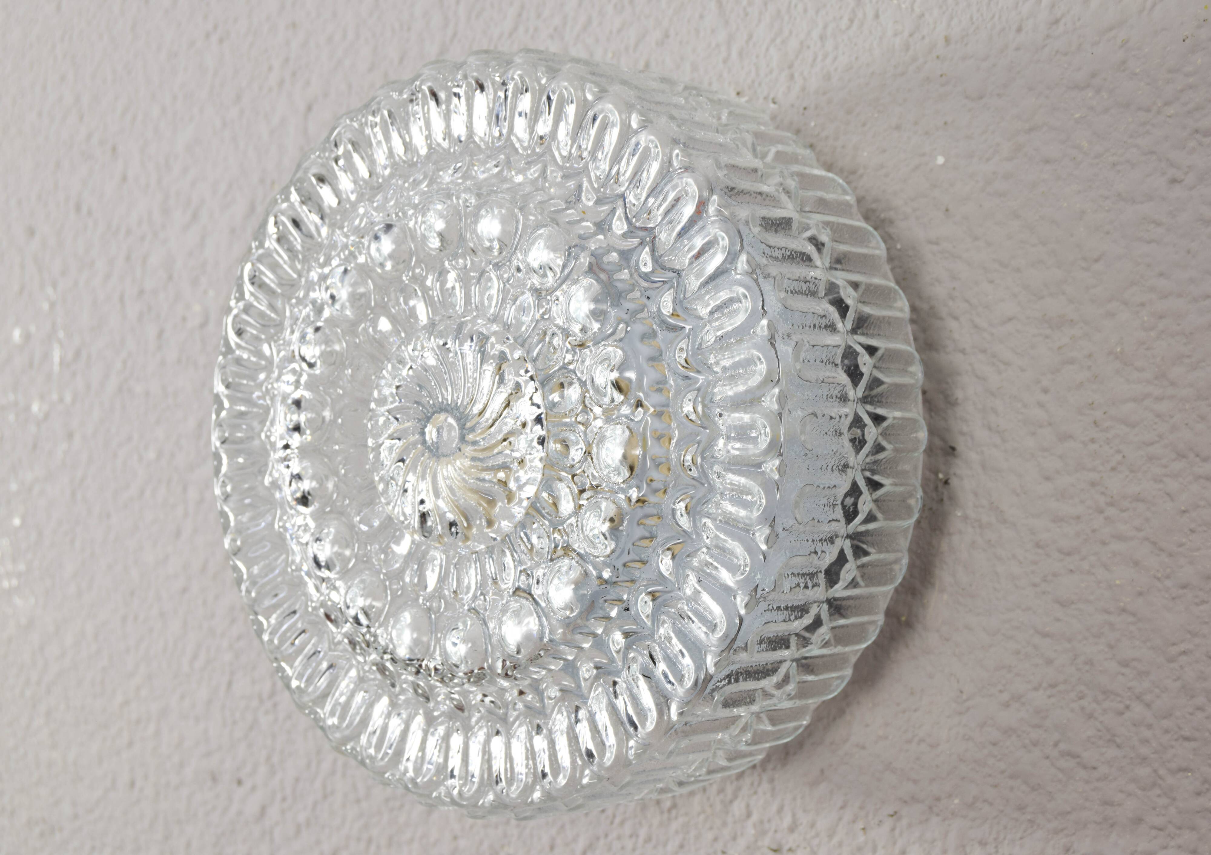 Mid Century Modern Germany Cut Glass Flush Mount or Sconce 60s