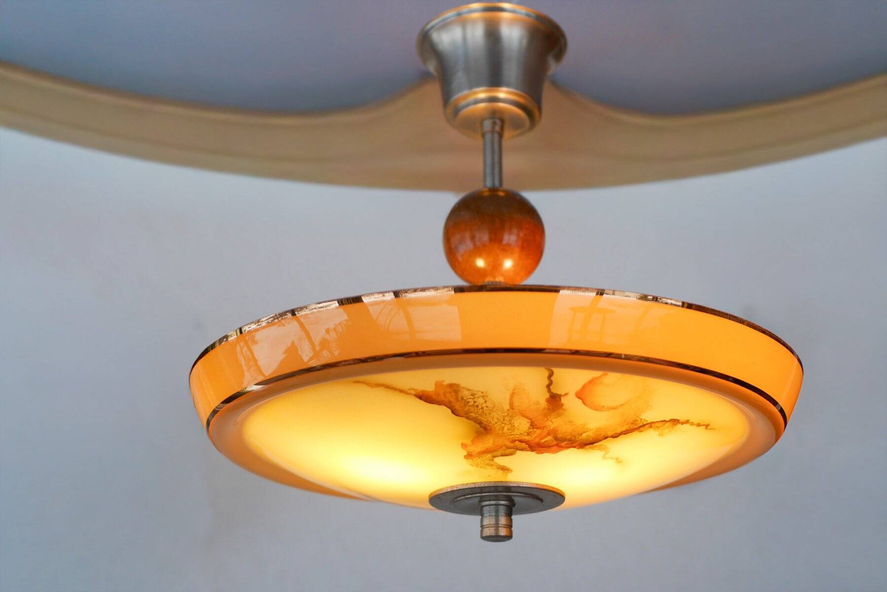 Scandinavian Art Deco glass pendant light, 1930s