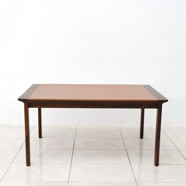 Rosewood and Leather Coffee Table by Hans Olsen