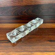 5 molded glass ice cube candle holders