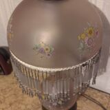 Vintage lamp from the 50s/70s in pink glass with pendants.