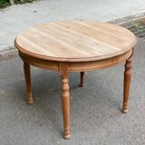 Art Deco round extendable dining table renovated in solid oak 225cm 20th century