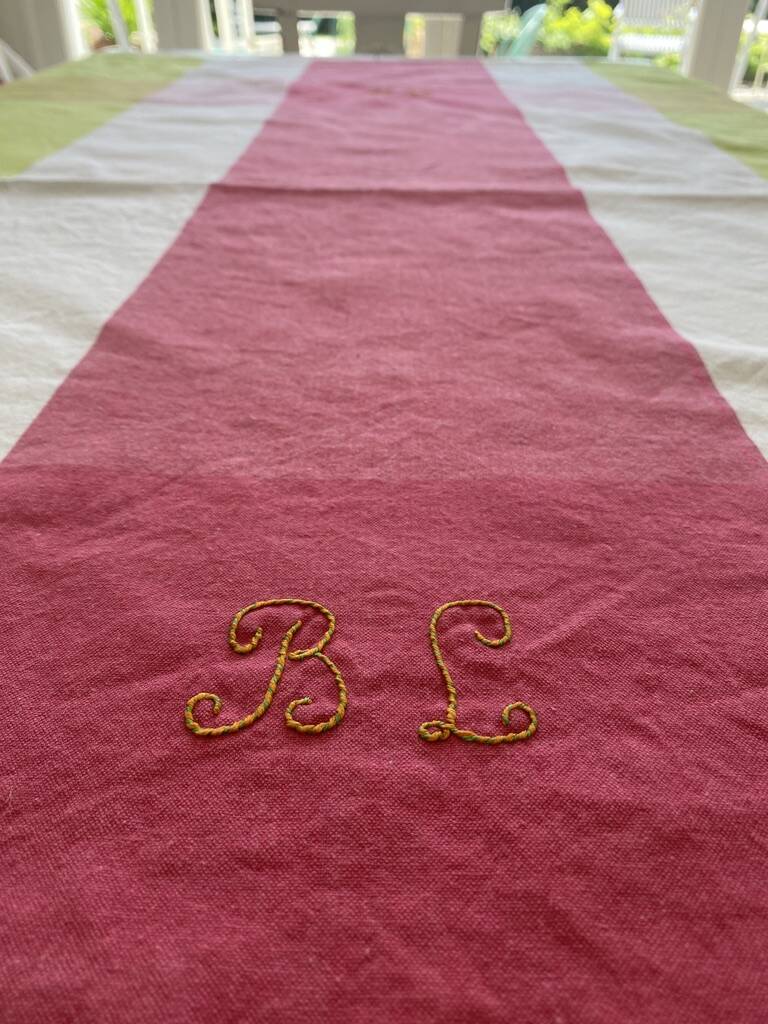 BL monogrammed square tablecloth in tangy colors - 150x135 cm - cotton