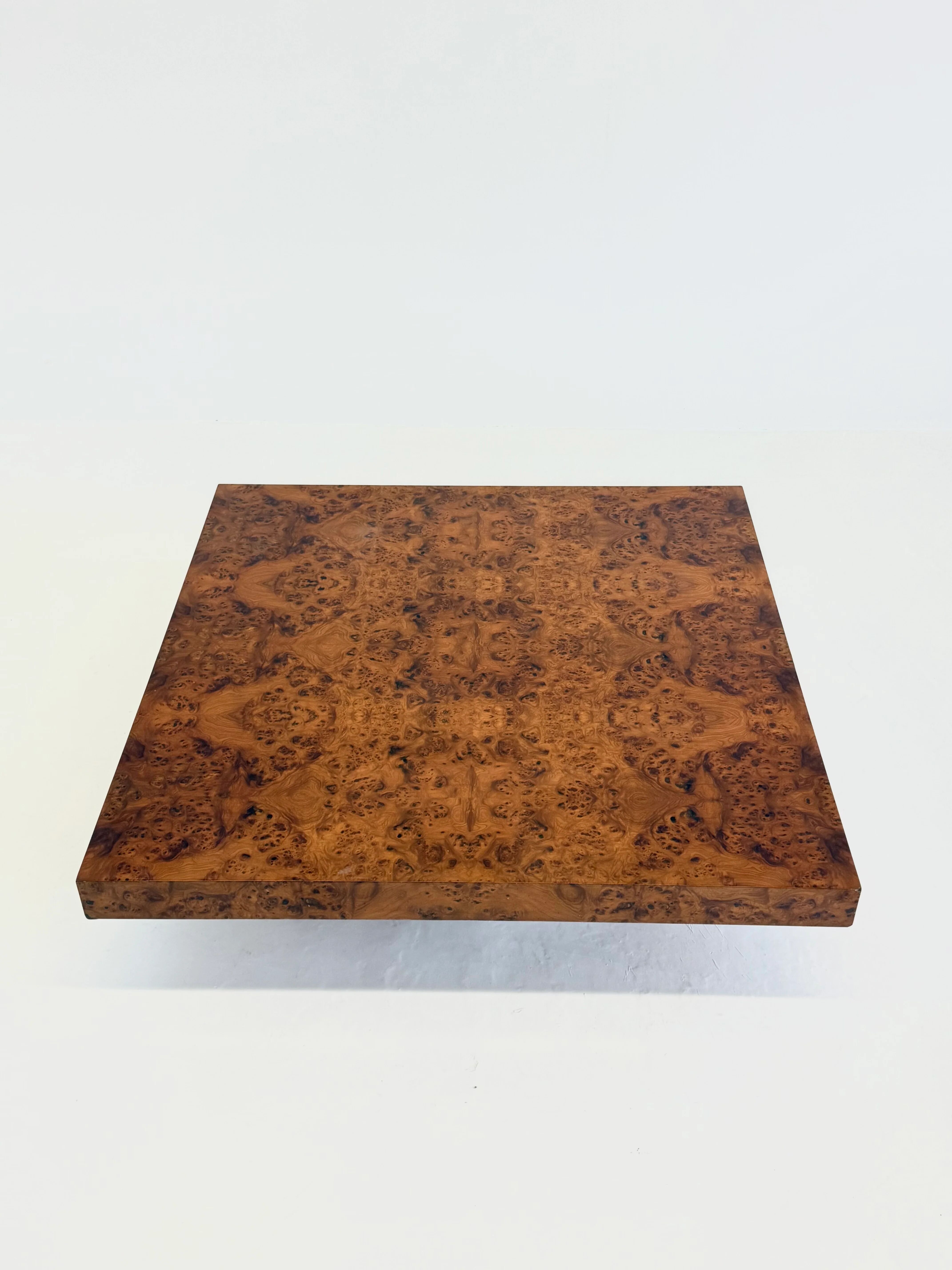 XL square coffee table by Turri in burl wood