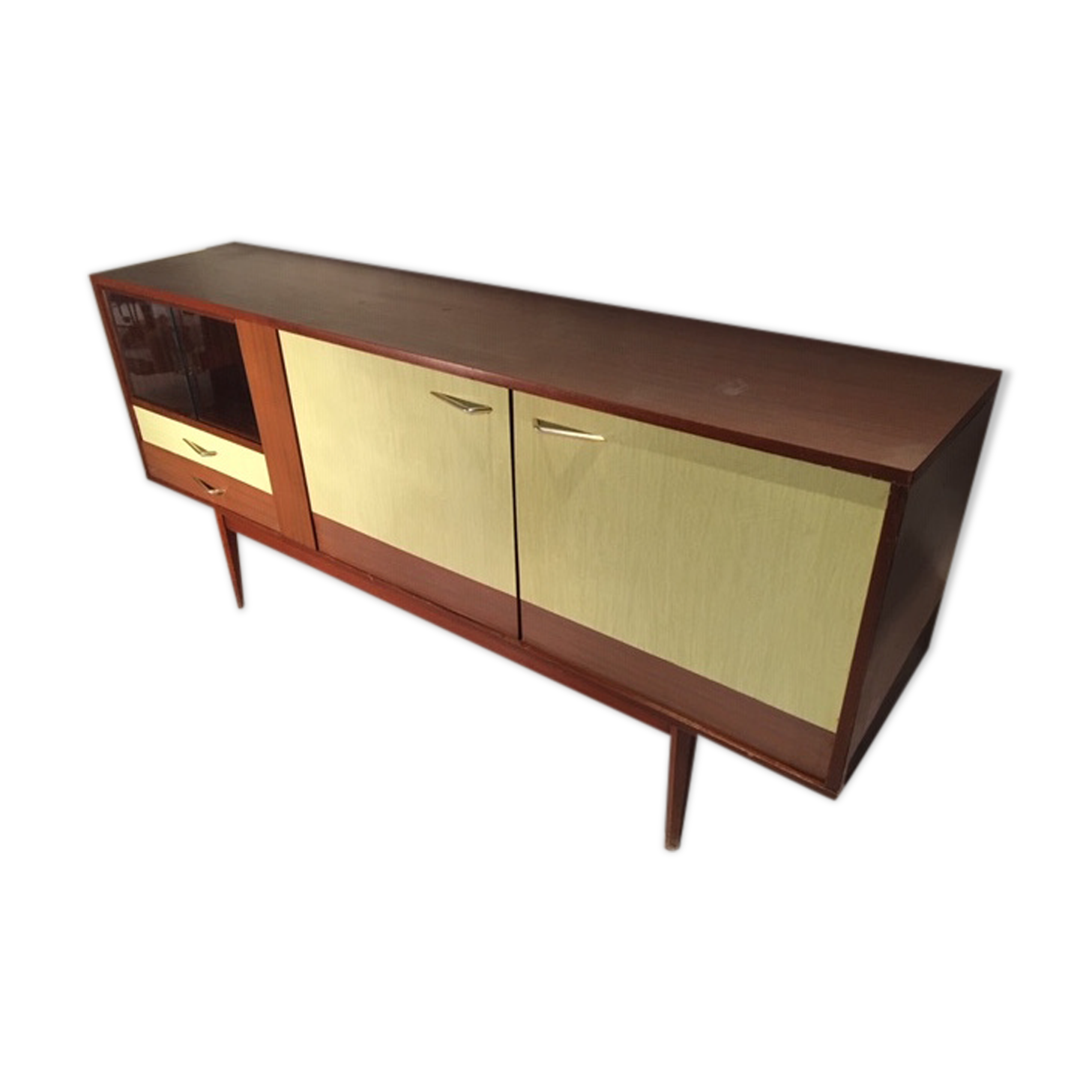 A large scandinavian style vintage wood formica deco 60/70s