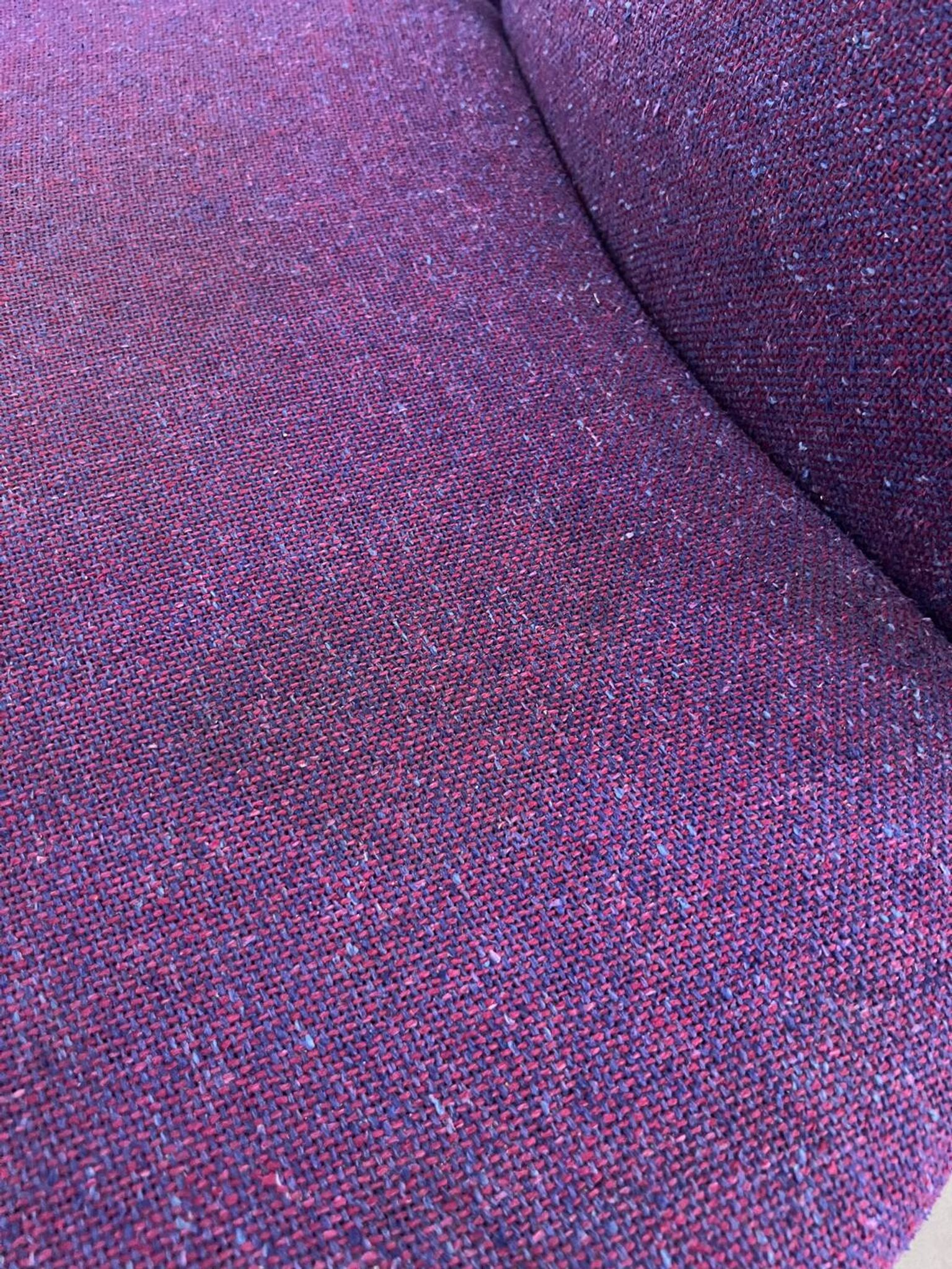 Lot 2 low chairs Space Age design from the 70s purple fabric vintage armchair